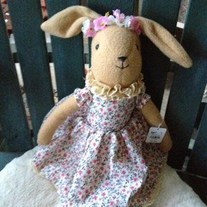Pier 1 Festive Stuffed Animal Bunny Rabbit floral dress adjustable ears NEW NWT